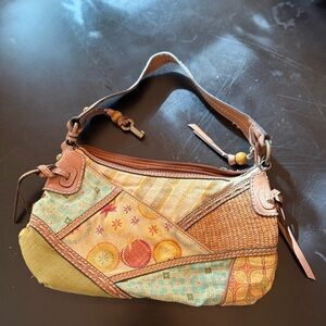 Fossil Vintage Patchwork Leather Shoulder Bag Boho Y2K Retro Purse